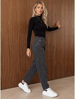 Dámské džíny Mom Fit s vysokým pasem, tmavě šedé, FashionStreet UY3209 Dámské džíny Mom Fit s vysokým pasem, tmavě šedé, FashionStreet UY3209