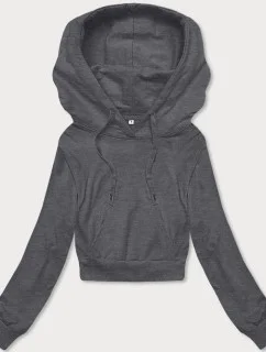 Tmavě šedá krátká tepláková mikina s kapucí (8B939-5)