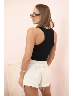 Dámská tílko z bavlny s kulatým výstřihem černá