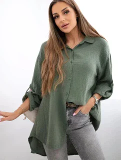 Bavlněná mušelínová košile khaki