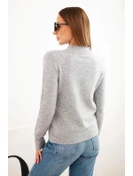 Dámský svetr s polokošilí z měkké pleteniny šedý