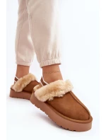 Kožené Semišové Pantofle Dámské Na Platformě S Kožíškem Camel Sophienne