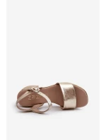 Zazoo 40386 Dámské Kožené Sandály Na Klínu Zlaté