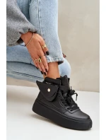 Vysoké sneakersy s kapsou na platformě černé Saramis