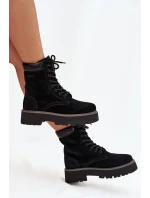 Semišové workery dámské s šněrováním Big Star SS274791 Černé