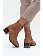 Dámské kotníkové boty z přírodní semiš s podpatkem vyhřívané Vinceza 66806 Camel