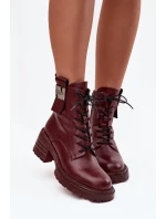 Kožené dámské workery na klíně s ozdobným detailem Artiker 57C0211 bordó