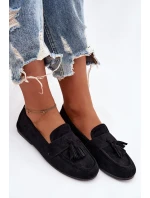 Dámské mokasíny s plochou podrážkou a třásněmi Černé Marilisse