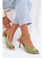 Dámské sandály na jehlovém podpatku Eko semiš zelené Sevina
