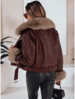 Dámská kožená bunda s kožešinou vínová FashionStreet TY5208