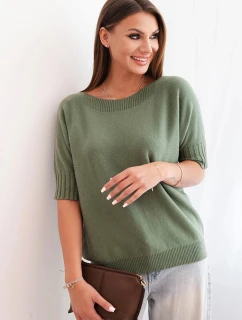 Dámský svetr z viskózy s krátkým rukávem khaki