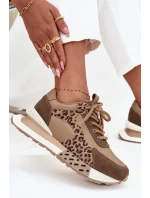 Kožené dámské tenisky na platformě leopardí vzor Artiker 55C0089 hnědé