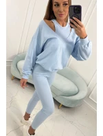 3-dílný set mikina + top + legíny modrá