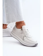 Dámské kožené tenisky na platformě bílé ligustr