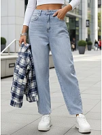 Dámské baggy džíny s vysokým pasem světle modré FashionStreet UY2934