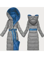 Světle modro-šedá oboustranná zimní bunda s páskem Minority (M2-6519-30+61)