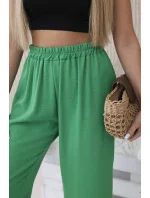 Kalhoty se širokými nohavicemi zelená
