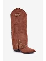 Kozačky S Ohnutým Holení Na Podpatku Hnědé Iveliri Kozačky S Ohnutým Holení Na Podpatku Hnědé Iveliri