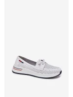 Kožené dámské polobotky na platformě bílé Violeth