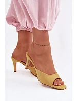 Dámské pantofle na tenkém podpatku Žluté Revina