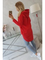 Mikina s dlouhými zády a kapucí červená