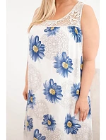 Dámské šaty Plus Size z viskózy s květinovým vzorem a krajkovým výstřihem béžová