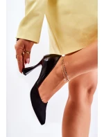 Módní kožené lodičky v barvě špic Černá Mailla