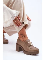 Eleganční polobotky na sloupku s ozdobou tmavě hnědou Harmell