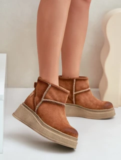 Kožené Semišové Sněhule Boty Na Platformě A Klínu Hnědé Maciejka 06769-29 Hnědé
