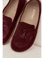Kožené semišové mokasiny typu barefoot Zazoo 322 bordó