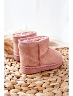 Dětské Teplé Sněhule Semišové Růžové Gooby