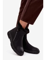 Dámské sněhule Briselle na platformě s kožešinou – černé