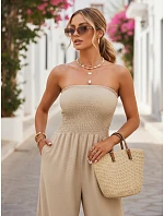 Dámský letní overal se širokými nohavicemi béžový FashionStreet EY2653