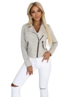 481-4 Semišové ramonesky s dlouhými rukávy a zipy - světle béžové