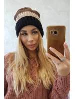 Bojana fleecová čepice K265 black+beige+cappuccino