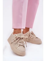 Dámské tenisky se zdobením na platformě béžové Eanneth