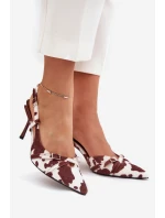 Dámské lodičky s odkrytou patou a pásky Ravira – bílo-hnědé Dámské lodičky s odkrytou patou a pásky Ravira – bílo-hnědé