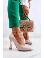 Dámské lodičky na jehlovém podpatku 6AD/23 Béžová - LEWSKI Dámské lodičky na jehlovém podpatku 6AD/23 Béžová - LEWSKI