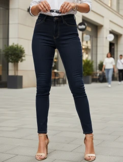 Dámské skinny džíny s vysokým pasem tmavě modré FashionStreet UY2865