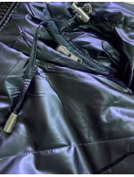 Tmavě modrá krátká lesklá dámská bunda (W586) Tmavě modrá krátká lesklá dámská bunda (W586)