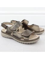 Dámské kožené hnědé sandály Rieker 60462-90 na suchý zip