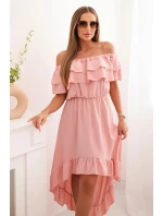 Dámské šaty hispánka s delším zadním dílem tmavě růžová