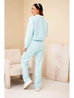 Dámská souprava máslová mikina s límečkem a rovné kalhoty mátová Dámská souprava máslová mikina s límečkem a rovné kalhoty mátová