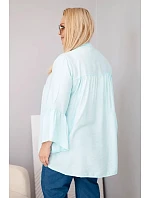 Dámská viskózová halenka ve velikosti Plus Size s volánkovým rukávem a výstřihem do V mentolová