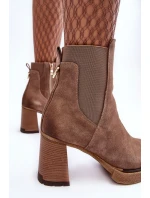 Kůže Botky Na Sloupku Hnědé Liresa