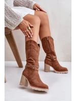 Dámské Kozačky Do Poloviny Lýtka Na Podpatku Zateplené Camel Ivanelis