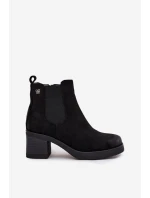 Dámské kotníkové boty na podpatku vyhřívané černé Zelia