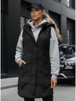 Dámská dlouhá prošívaná vesta černá FashionStreet TY5269 Dámská dlouhá prošívaná vesta černá FashionStreet TY5269