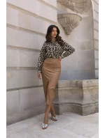 Dámská tužková pouzdrová sukně ve velbloudí barvě z eko kůže (82104) Dámská tužková pouzdrová sukně ve velbloudí barvě z eko kůže (82104)