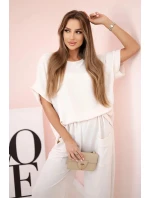 Komplet z viskózy halenka + kalhoty béžový